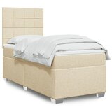 vidaXL Box spring postelja z vzmetnico krem 100x200 cm blago | Shoptok.si