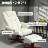  Fotelja na razvlačenje s tabureom izgled kože naslon za leđa koji se može nagnuti do 150 kg krem ​​bijela | shoptok.hr