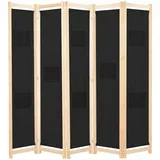 pregrada s 5 panela od tkanine 200 x 170 x 4 cm crna