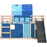 Krevet na kat s toboganom i zavjesama plavi 80 x 200 cm | shoptok.hr