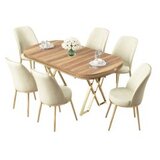 Hanah home set trpezarijski sto i 6 stolica lai light walnut gold cream | ePonuda.com