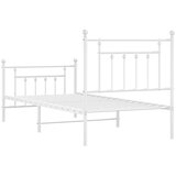  Metalni okvir kreveta uzglavlje i podnožje bijeli 90x190 cm | shoptok.hr