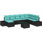 vidaXL Vrtna sedežna garnitura z blazino 9 pcs Črna poli ratan, (5000144707) | Shoptok.si