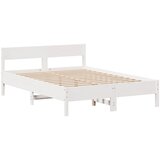 Krevet s regalom z knjige bez madraca bijeli 135x190cm borovina | Eponuda.com