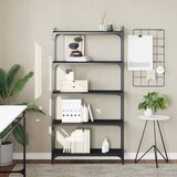 vidaXL Knjižna omara 5-nadstropna črna 80x30x154 cm inženirski les Cene