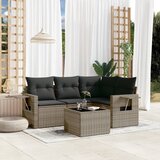 Maison Chic Seti vrtnega pohištva - Vrtna garnitura - Vrtni pohištvo set 5-delna z blazinami siv poli ratan, (21817324) | Shoptok.si