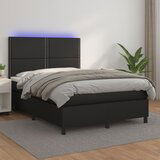 The Living Store Box spring postelja z vzmetnico LED črna 140x200cm umetno usnje - Box Spring Postelja, (21518934) | Shoptok.si