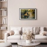  Plakat Boat crossing - painting of two women sailing a boat on a river 90x60 Crni okvir s margom | shoptok.hr