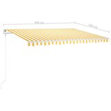 vidaXL Ročno zložljiva tenda s stebrički 4x3 m rumena in bela | Shoptok.si