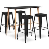 vidaXL barska garnitura 5-delna črna | Shoptok.si