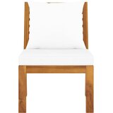  Modularna srednja sofa s krem jastucima masivno bagremovo drvo | shoptok.hr