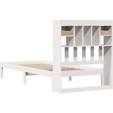 vidaXL Krevet s regalom za knjige bez madraca bijeli 75x190cm borovina | shoptok.hr
