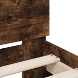 vidaXL Posteljni okvir z vzglavjem dimljen hrast 140x200 cm inž. les | Shoptok.si