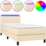 Maison Chic Box spring postelja - Vzmetna postelja z vzmetnico LED krem 90x200 cm blago SL15171, (21903366) Cene