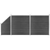  Set panela za ogradu WPC 446 x (105 - 186) cm crni | shoptok.hr