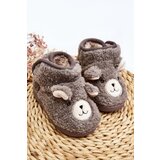 Boto Children's fleece-lined slippers with gray bear Eberra | Shoptok.si