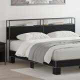 vidaXL Skladiščni naslon z vzglavjem Črni hrast 180 cm Konstruiran les | Shoptok.si
