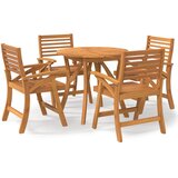 vidaXL Vrtna garnitura - 5-dijelni vrtni blagovaonski set od masivnog bagremovog drva - Ø 85 cm 4 | shoptok.hr