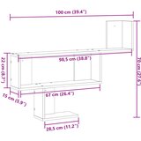  Zidna polica siva boja hrasta 100x15x70 cm konstruirano drvo | shoptok.hr