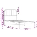 Metalni okvir za krevet s uzglavljem bijeli 90 x 190 cm | shoptok.hr