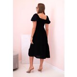Kesi Włoski Women's viscose dress with puffed sleeves and a ruffled top black | shoptok.hr