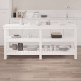 vidaXL Delovna miza bela 181x50x80 cm trdna borovina | Shoptok.si