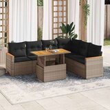 vidaXL 7-dijelni set vrtnih sofa poliratan i bagrem s jastucima sivi | shoptok.hr