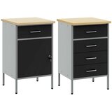  Delovna omara s predalom 2 pcs Črna in siva 100 x 55 x 85 cm | Shoptok.si