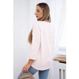 Kesi Blouse with 3D graphics, lace powder pink | Shoptok.si