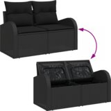 vidaXL 7-delna vrtna sedežna garnitura z blazinami, črna, poli ratan | Shoptok.si