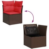  Vrtna garnitura - 11-dijelni set vrtnih sofa od poliratana s jastucima smeđi - Smeđa sa staklenim stolom 6 | shoptok.hr