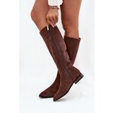Boto Suede Boots With Flat Heel Brown Eelin | shoptok.hr