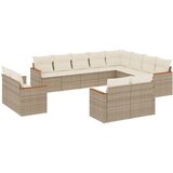  The Living Store Vrtna sedežna garnitura 12-delna z blazinami bež poli ratan - Vrtna Sedežna Garniture, (21461942) | Shoptok.si