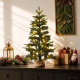 Mini božićno drvce 45 cm 25 LED lampica Topla bijela PVC i PE - Zelena 45 cm s LED svjetlima | shoptok.hr