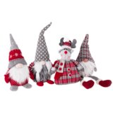 Kondela Božične dekorativne figure, komplet 4 kosov, tkanina, rdeča/siva/bela, DOLL | Shoptok.si