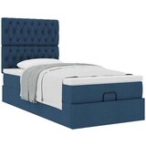 vidaXL Otomanski posteljni okvir z vzmetnico moder 90x200 cm blago | Shoptok.si