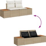 vidaXL 5-delna zunanja kavčna garnitura z blazinami, bež, poli ratan, akacija | Shoptok.si