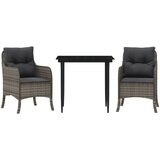  3-dijelni vrtni blagovaonski set sivi od poliratana Siva Dužina stola 80 cm | Shoptok.si