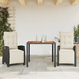 vidaXL Vrtna jedilna garnitura 3-delna z blazinami črn poli ratan, (21056694) | Shoptok.si