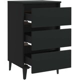 vidaXL Nočna omarica s kovinskimi nogami črna 40x35x69 cm | Shoptok.si