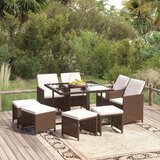  9-dijelni vrtni blagovaonski set s jastucima poliratan smeđi Smeđa 109 cm table length | shoptok.hr