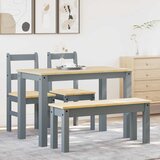 vidaXL 4 kosi jedilnega kompleta Panama Siva Masivni les borovega lesa, (22054660) | Shoptok.si