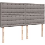  Krevet s oprugama i madracem smeđesivi 200x200 cm od tkanine - Sivo-smeđa 200 x 200 cm gumbi | shoptok.hr
