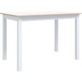  Blagovaonski stol bijeo-smeđi 114x71x75 cm od drva kaučukovca | shoptok.hr