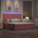  LED krevet za pohranu s madracem Ružičasta 180 x 200 cm Baršun | shoptok.hr