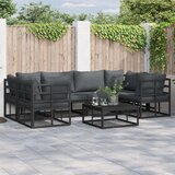 vidaXL Vrtna sedežna garnitura 6 pcs Črna Aluminij | Shoptok.si