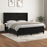 vidaXL Box spring postelja z vzmetnico črna 180x200 cm žamet Cene