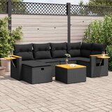 7-dijelni set vrtnih sofa od poliratana s jastucima crni Slike
