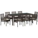  9-dijelni set za blagovanje u vrtu smeđi poliratan | shoptok.hr