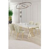 Hanah home Rigel - White, Gold, Cream WhiteGoldCream Dining Table & Chairs Set (5 Pieces) | ePonuda.com